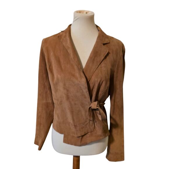 Harold's Jackets & Blazers - Vintage Harolds 100% Suede Wrap Jacket Size Medium Brown